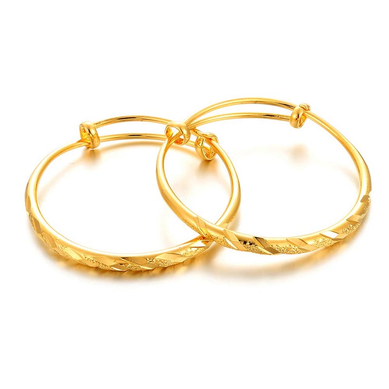 Ethlyn 2pcs/lot 18K Gold Plated Stars Kids Lucky Bangles &bracelets Birthday Christmas Gifts for baby boys and girls (B145) - Image 1